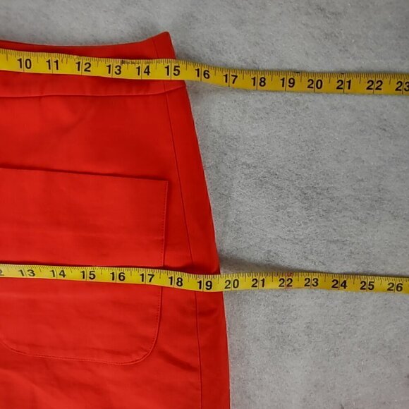 Ann Taylor LOFT Red Orange Stretch Cotton Pleat, Patch Pocket Shift Skirt Size 6 - Picture 10 of 12